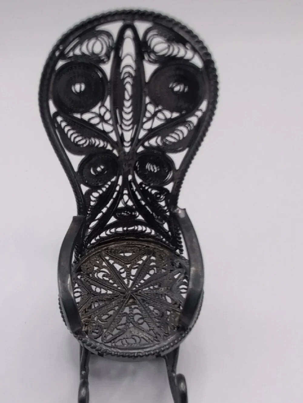 Vintage Sterling Silver 925 Filigree Car & Rocking Chair Mini Set - Picture 5 of 11